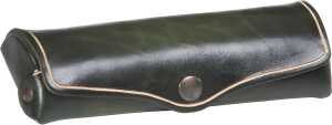Brillenetui klein, Echtleder, grün, Außenmaße: 15x6x3cm
