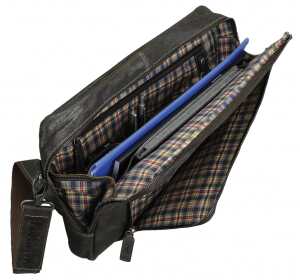 Umhängetasche King, Echtleder, grau, Außenmaße: ca. 39 x 27 x 6 cm