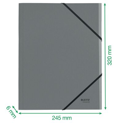 Ordnungsmappe Recycle A4, 6 Fächer, grün, Gummizugband