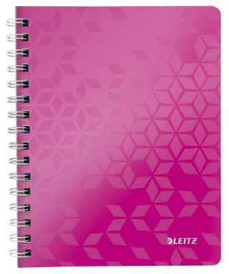 Collegeblock WOW A5, kariert, pink, 2-fach gelocht, mikroperforiert, spiralgebunden, 80 Blatt, 80 g/qm, Sichthülle, PP-Einband, Maße: 307x240x20mm