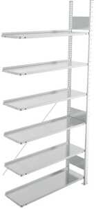 Anbauregal, 2.200 x 1.000 x 300 mm 6 Böden, Feldlast: 1.750 kg,