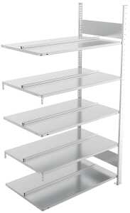 Anbauregal, 1.850 x 1.000 x 600 mm 5 Böden, Feldlast: 1.100 kg,