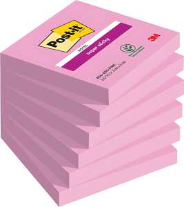 Haftnotiz Super Sticky Note 76x76mm, 6 x 90 Bl 6 Block, tropicalpink