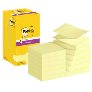 Haftnotiz Super Sticky Z-Note, 76 x 76 mm, 12 x 90 Blatt, gelb