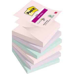 Haftnotiz Super Sticky Z-Note, 76 x 76 mm, 6 x 90 Blatt, 6 Block,
