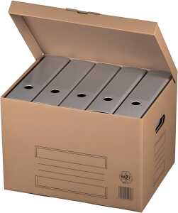 Archiv-Klappbox, braun Automatikboden Klappdeckel Beschriftungsfelder