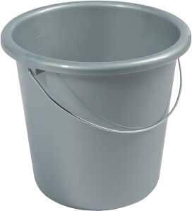 Haushaltseimer, 10 Liter, silber, mit Metallbügel und Maßeinheit,