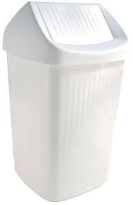 Schwingdeckelabfallbehälter, 25 Liter, mit Klappe, aus Polystyrol weiß