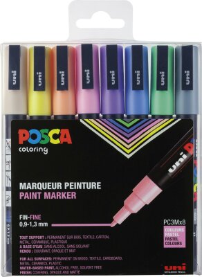 POSCA Pigmentmarker PC-3M, 8er Box, Pastell (5664262)