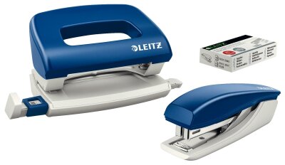 LEITZ Heftgerät- & Locher-Set, blau (80550735)