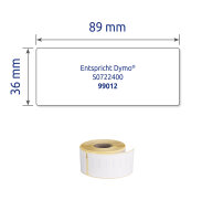 Rollenetiketten, 89 x 36 mm, permanent, weiß,...